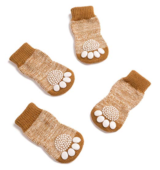 Pet Heroic Anti-Slip Knit Dog Socks&Cat Socks Rubber Reinforcement, Anti-Slip Knit Dog Paw Protector&Cat Paw Protector Indoor Wear, Suitable Small&Medium Sizes Dogs&Cats