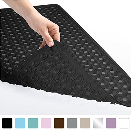 Gorilla Grip Original Bath, Shower, and Tub Mat (35x16), Antibacterial, BPA, Latex, Phthalate Free, XL Size, Machine Washable, Mats Highest Quality Materials (Black)