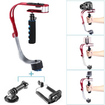 Neewer Aluminum Alloy Handheld Handle StabilizerLoad Capacity 21lbs1kgwith Phone Clip and Mount Adapterfor DSLR Cameras Such as NikonCanonSony A7A7IIA7RA7SiPhone 6s65s54s4Gopro
