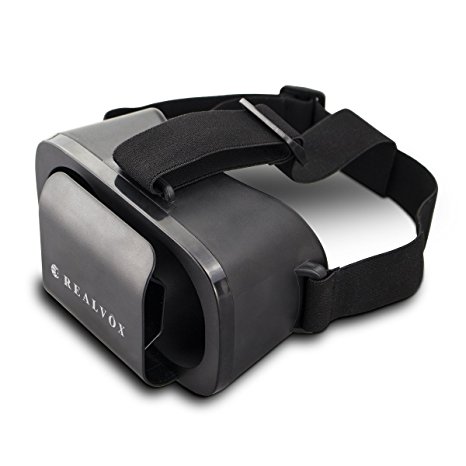 REALVOX the First Ultra Compact Lightweight Truly Portable Plastic VR Headset Google Cardboard Virtual Reality Headset 3D Movie Game Glasses for Samsung Moto LG Nexus HTC iPhone, Black ¡­