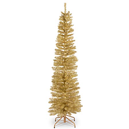 National Tree 6 Foot Champagne Gold Tinsel Tree with Metal Stand (TT33-702-60)