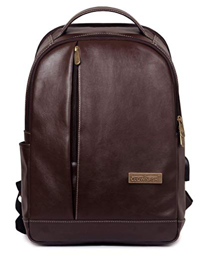 Vegan Leather Backpack, 15.6 inch Business Vegan Leather Laptop Backpack for Men and Women Laptop Bag Back Pack Travel Bag Bagpack School College Bookbag Laptop Computer Bags (Brown)