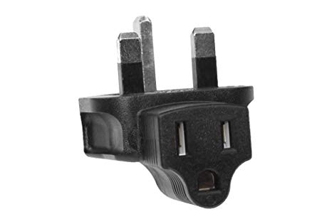 SF Cable, 3 Prong Right-Angle Plug Adapter, USA NEMA 5-15R Receptacle to Fused UK (BS1363). YL-6015L/YL-6115L