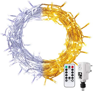 LE Christmas Icicle Lights Outdoor 5m 180 LED, 9 Modes Fairy Lights Plug in, Timer, Dimmable Warm White & Cool Light, Outdoor String Lights Mains Powered for Xmas Decorations, Remote Included