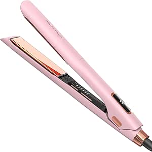 Wavytalk Flat Iron Hair Straightener and Curler 2 in 1, Titanium Flat Iron for One-Pass Wonder 10S Fast Heat Up, Glide & Shine Hair Iron Straightener with Dual Voltage (1.18 Inch)