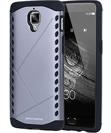 OnePlus 3 Case, OnePlus 3T Case, BENTOBEN Shield Protection Dual Layer High Impact Drop Resistant Hybrid Rugged Hard Durable Case Cover for OnePlus 3 / OnePlus 3T (3rd Gen, 2016), Grey Black