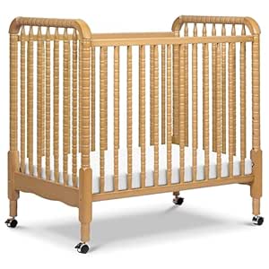 DaVinci Jenny Lind 3-in-1 Convertible Mini Crib in Honey, Removable Wheels, Greenguard Gold Certified