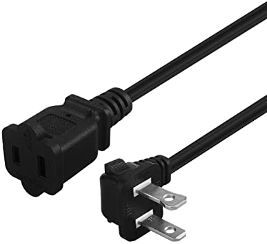 10FT(3M) Right Angled Polarized US 2-Prong Male-Female Extension Power Cord Cable, SPT-2 16AWG 2 Outlet Extension Cable Cord 10A/125V,Nema 1-15P to 1-15R Cable Polarized