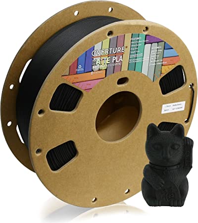 OVERTURE PLA Matte Filament 1.75mm, Matte PLA Roll 1kg Cardboard Spool (2.2lbs), Dimensional Accuracy  /- 0.03 mm (Matte Black)