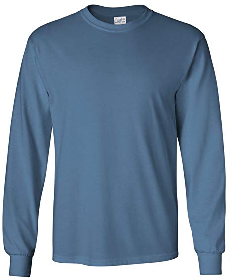 Men's Long Sleeve Heavy Cotton Crew Neck T-Shirts in 27 Colors: S-5XL