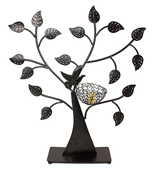 Bejeweled Display®Bird Nest Jewelry Tree Earring Holder~Bracelet Stand~Necklace Organizer Jewelry Display (Black)