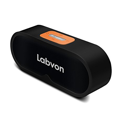 Labvon Wireless Bluetooth Speaker with super long Playtime,HD Sound with Enhanced Bass ,Built-in Microphone and Power Bank for Outdoor (Black)