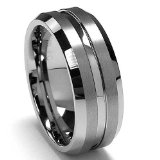 Sale King Will 8mm High Polished Center Matte Finish Mens Tungsten Ring Wedding Band