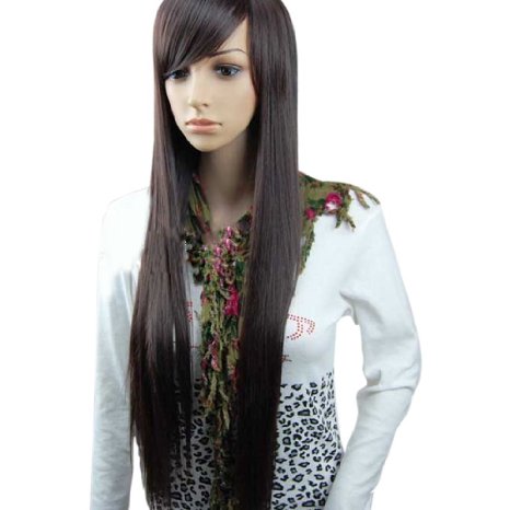 MelodySusie® Dark Brown Straight Wig - High Quality Fashion Women Long Straight Wig with Free Wig Cap and Wig Comb (Dark Brown)