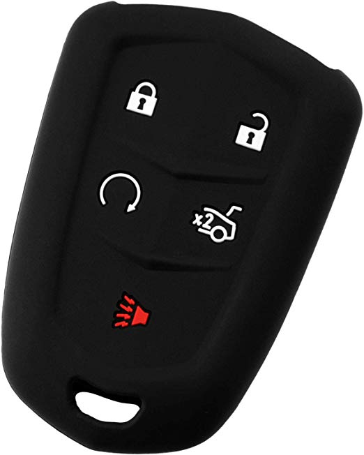 KeyGuardz Keyless Entry Remote Car Smart Key Fob Outer Shell Cover Soft Rubber Protective Case for Cadillac ATS CTS SRX XTS HYQ2AB