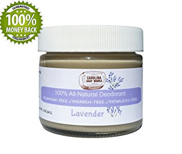 BEST All-Natural Handmade Deodorant by Carolina Soap Works, No Aluminum, No Parabens (Lavender)