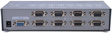 DTECH 8-Port VGA Splitter Box 1 in 8 out Video Distribution Duplicator with Power Adapter High Resolution 1080p for 1 PC to Multiple Monitors