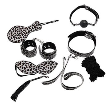 Lion SM Slave Passion Sex Bondage Kit Set Bed Restraints for Couple Lover Adult (Leopard)