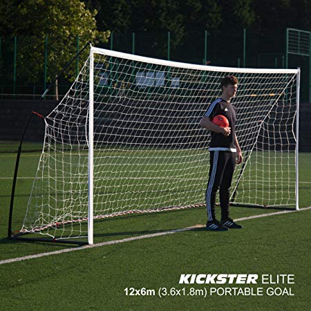 QuickPlay Kickster Elite Portable Soccer Goal with Weighted Base – Ultra Portable Indoor & Outdoor Soccer Goal [Single Goal]