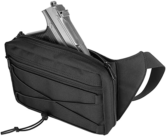 ProCase Concealed Carry Fanny Pack Holster, Tactical Pistol Waist Pack Bag Gun Holster for Glock 1911 S&W M&P Shield Ruger Sig Sauer Springfield Beretta and More -Black