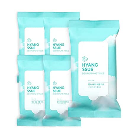 Hyangssue Showerless Deodorant Body Wipes | Clean Soap scent | Gym & Travel Wipes for Easy Cleansing | Aloe vera-based ingredients | Silky but Strong texture, 10 count (Pack of 5)