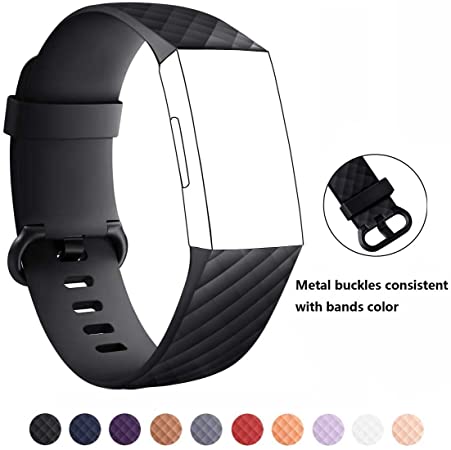 DB Replacement Bands Compatible for Fitbit Charge 3 & Charge 3 SE, Classic & Special Edition Adjustable Sport Wristbands Large & Small for Women Men