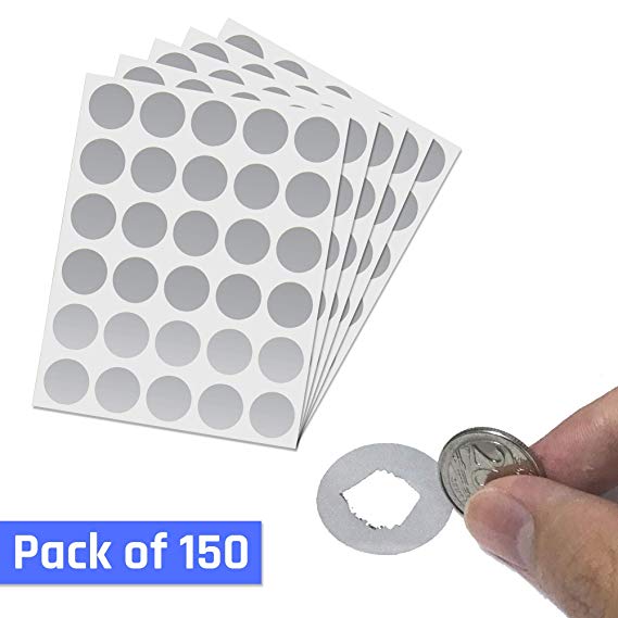 1" Scratch Off Sticker Labels - Silver Round Circle, Pack of 150