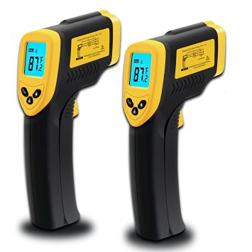 Etekcity Lasergrip 774 Non-contact Digital Laser Infrared Thermometer, Yellow and Black, 2 Pack