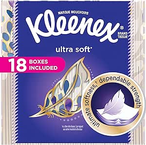 Kleenex Ultra Soft Facial Tissues, Cube Box, 75 Tissues per Cube Box, 18 Packs