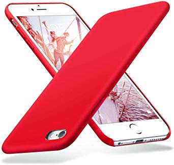 KUMEEK iPhone 6s Plus Case, iPhone 6 Plus Case, Liquid Silicone Rubber with Soft Microfiber Cloth Cushion Protective Case Thin Slim for iPhone 6s Plus/iPhone 6 Plus - Red