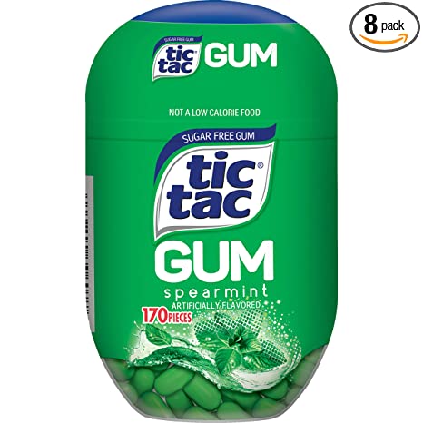 Tic Tac Gum, Sugar Free Chewing Gum, Spearmint, 8 Count Bottle Packs