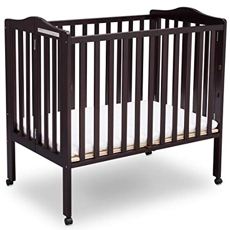 Delta Children Delta Children Folding Portable Mini Baby Crib with Mattress, Dark Espresso, Dark Espresso