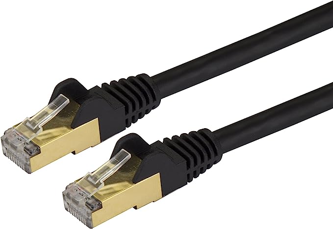 StarTech.com 9ft CAT6a Ethernet Cable - 10 Gigabit Shielded Snagless RJ45 100W PoE Patch Cord - 10GbE STP Network Cable w/Strain Relief - Black Fluke Tested/Wiring is UL Certified/TIA (C6ASPAT9BK)