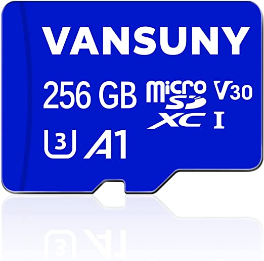 Vansuny Micro SD Card 256GB microSDXC Memory Card with SD Adapter A1 App Performance V30 4K Video Recording C10 U3 Micro SD for Phone, Security Camera, Dash Cam, Action Camera