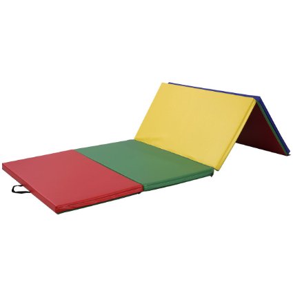 Giantex 4'x8'x2" PU Gym Folding Panel Exercise Tumbling Pad Gymnastics Mat Multi-Color