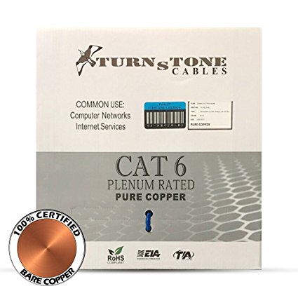 CAT6 Plenum Cable Pure Copper 1000ft bulk Ethernet Network wire - Blue