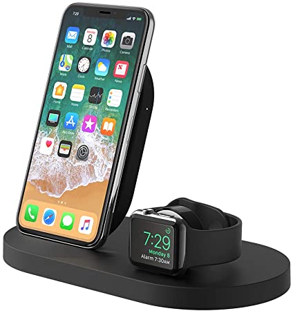 Belkin Wireless Charging Dock Qi-Certified 7.5W Wireless Charging Compatible with iPhone Xs MAX/XR/XS/X/8/8 Plus,10W Compatible Galaxy S10/S10 Plus/S10E/S9,5W All Qi-Enabled Phones (Black)