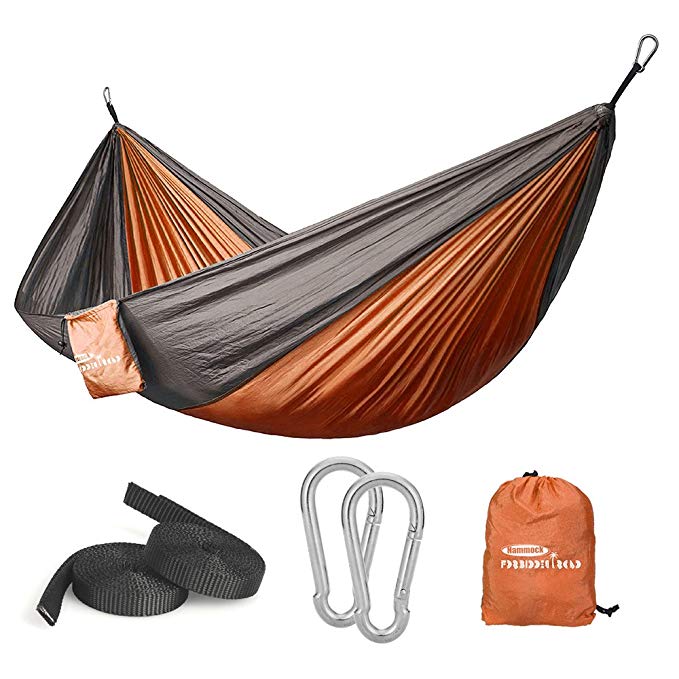 Forbidden Road Hammock Single Double Camping Lightweight Portable Parachute Hammock For Outdoor Hiking Travel Backpacking - Nylon Taffeta Hammock Swing - Support 400lbs Ropes Carabiners 11 Colors