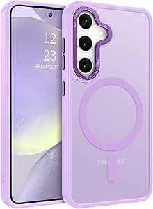 BENTOBEN Magnetic for Samsung Galaxy S24 Plus Case [Compatible with Magsafe] Translucent Matte Slim Thin Shockproof Anti-Yellow Women Men Protective Phone Cover for Galaxy S24 Plus 6.7", Light Purple