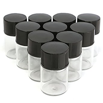 KINGSO 2ml Dram Clear Glass Vials Essential Oil Bottle and Container with Screw Caps 10pcs