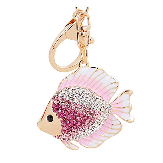 Aibearty Fashionable Key Ring Goldfish Crystal Keychain Bag & Car Jewelry Accessory