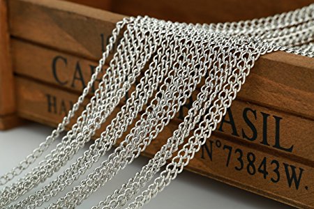 32 Feet Chain for Bracelet Necklace Silver White Plated Twisted Cross Chains-jewelry Making Chain (B)