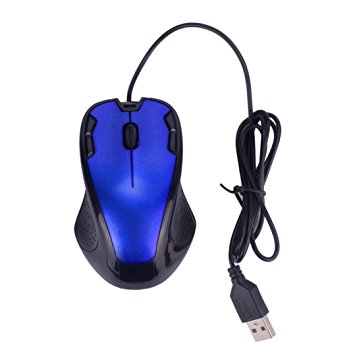 Perman Portable 1800DPI USB Optical Wired Gaming Mouse Mice for Computer PC Laptop Gamer Blue