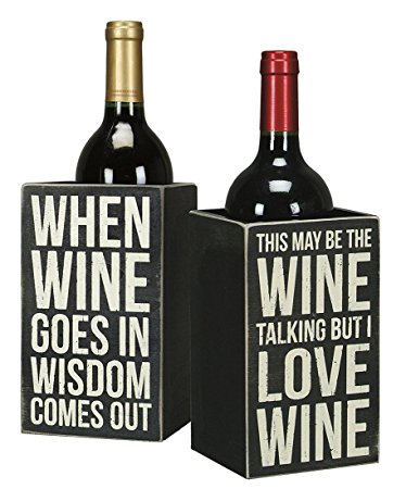 Primitives By Kathy Single Wine Bottle Holder - Whimsical Wine Box Sign