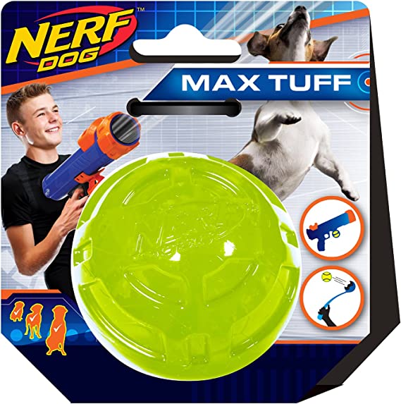 Nerf Dog Ultra Tough Rubber Ball Dog Toy, Lightweight, Durable and Water Resistant, 2.5 Inches, for Small/Medium/Large Breeds, Single Unit, Green