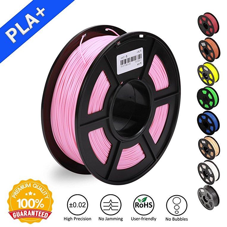 SUNLU 3D Printer Filament PLA Plus, 1.75mm PLA Filament, 3D Printing Filament Low Odor, Dimensional Accuracy  /- 0.02 mm, 2.2 LBS (1KG) Spool 3D Filament for 3D Printers & 3D Pens, Baby Pink PLA