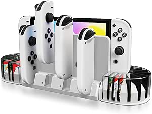 TNP Switch Dock Charger - Joy-Con Controller Charger Dock Switch OLED - Upgraded Switch Joycon Charger with 20-Slot Game Card Holder