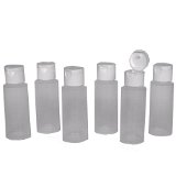2oz Clear Plastic Empty Bottles with Flip Cap - BPA-free - Set of 6 - Travel Size 2 Ounce - By Chica and Jo