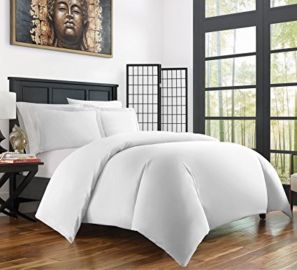 Zen Home Luxury Duvet Cover Set - 1500 Series Brushed Microfiber w/ Bamboo Blend Treatment Duvet Cover Set - Eco-friendly, Hypoallergenic and Wrinkle Resistant - 3-Piece - King/Cal King - White