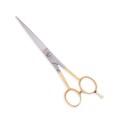 Professional Barber Hair Cutting Scissors/Shears (7-Inches) - Professional Stainless Steel Reinforced with Chromium to Resist Tarnish and Rust Partial Gold Handle